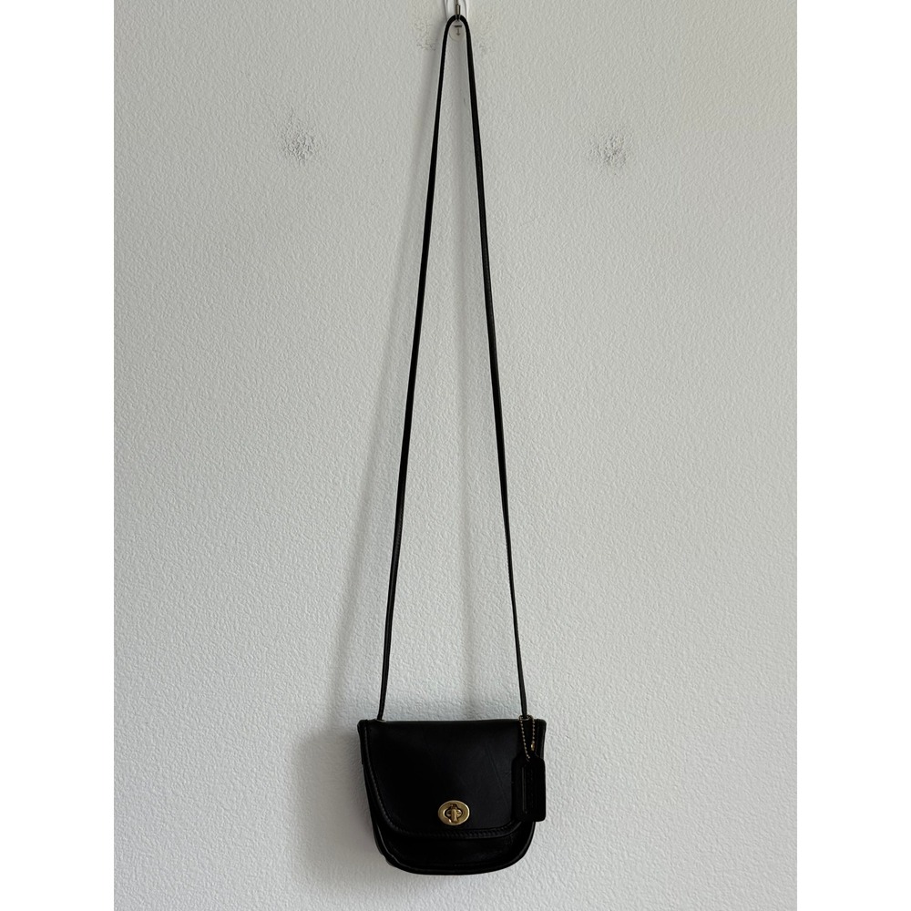 Vintage Coach Everett Bag Black Glovetanned Leather Turnlock Crossbody #9934 USA - Picture 5 of 16